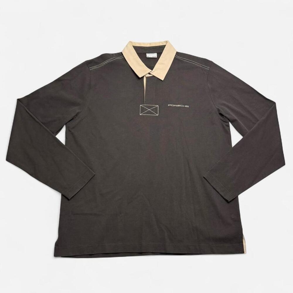 Porsche Design Driver’s Selection LongSleeve Rugby Polo Shirt XXL Brown Portugal